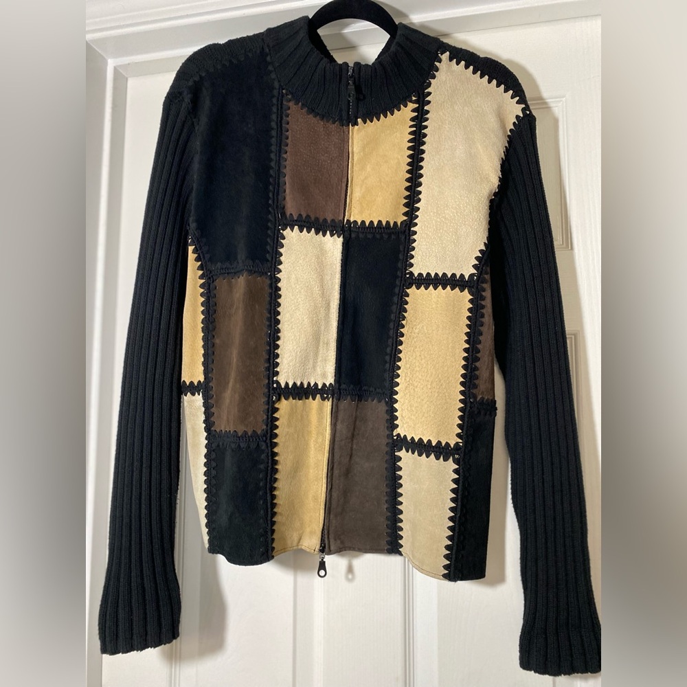 Vintage Patchwork Leather Jacket - Black, Brown, … - image 1